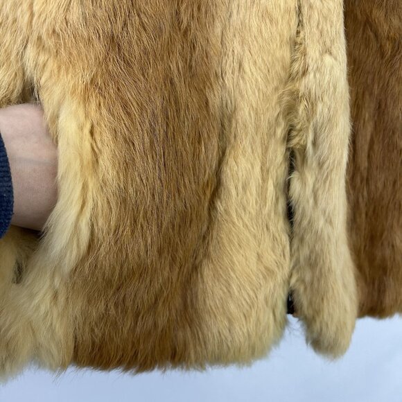 1970s Vintage Women's Size Small Chestnut Hooded Zip Up Real Fur Jacket Coat - Picture 16 of 16